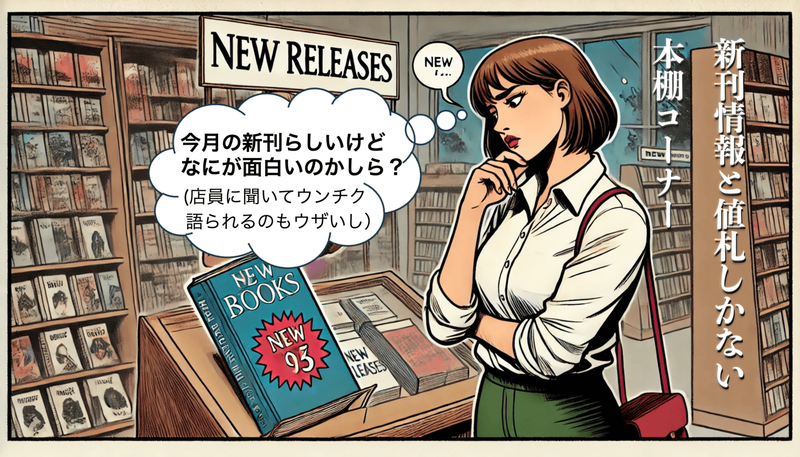 ラベルとポップの違い_新刊情報と値段しかない本棚コーナー