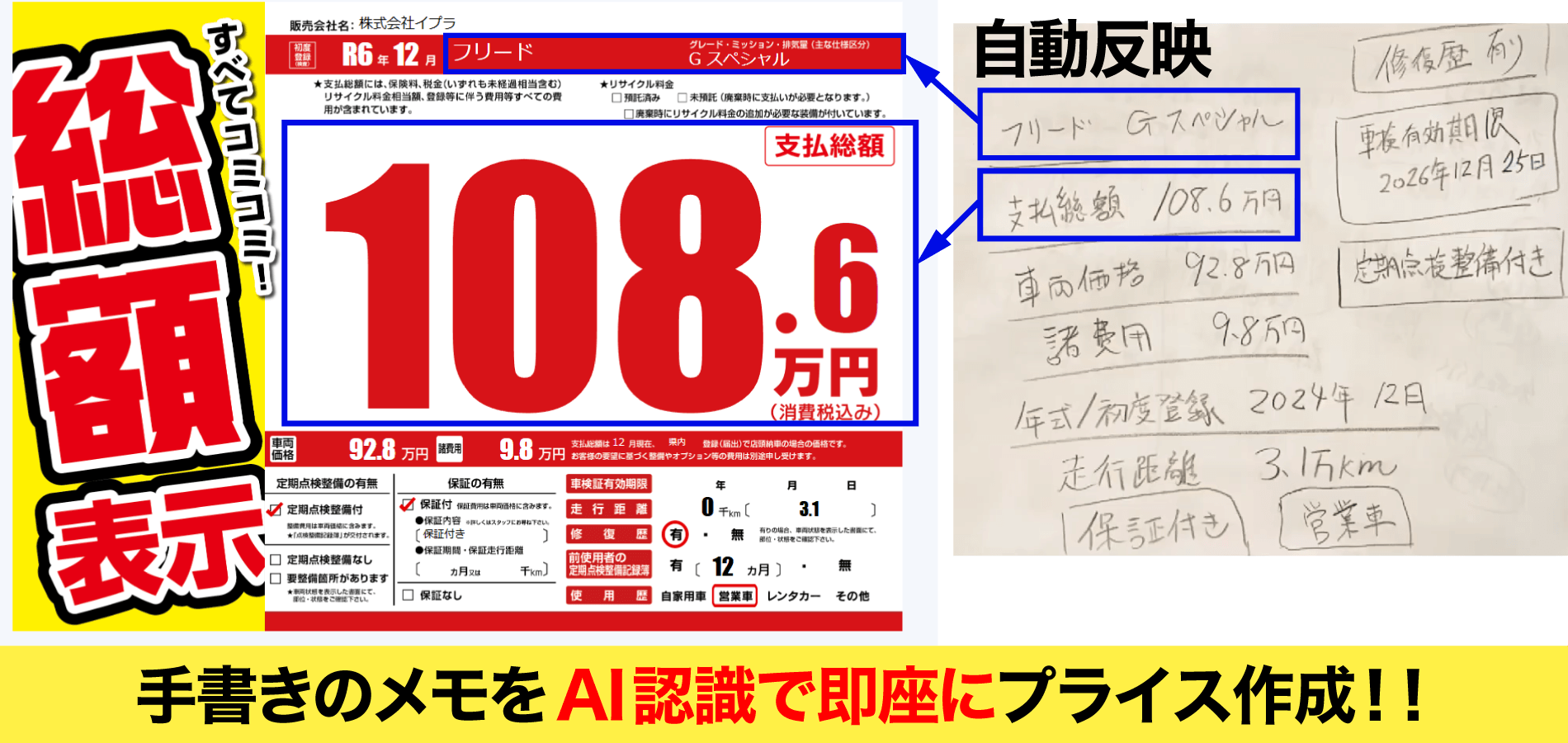 画像生成AI_手書きのメモをAI認識で即座にプライス作成