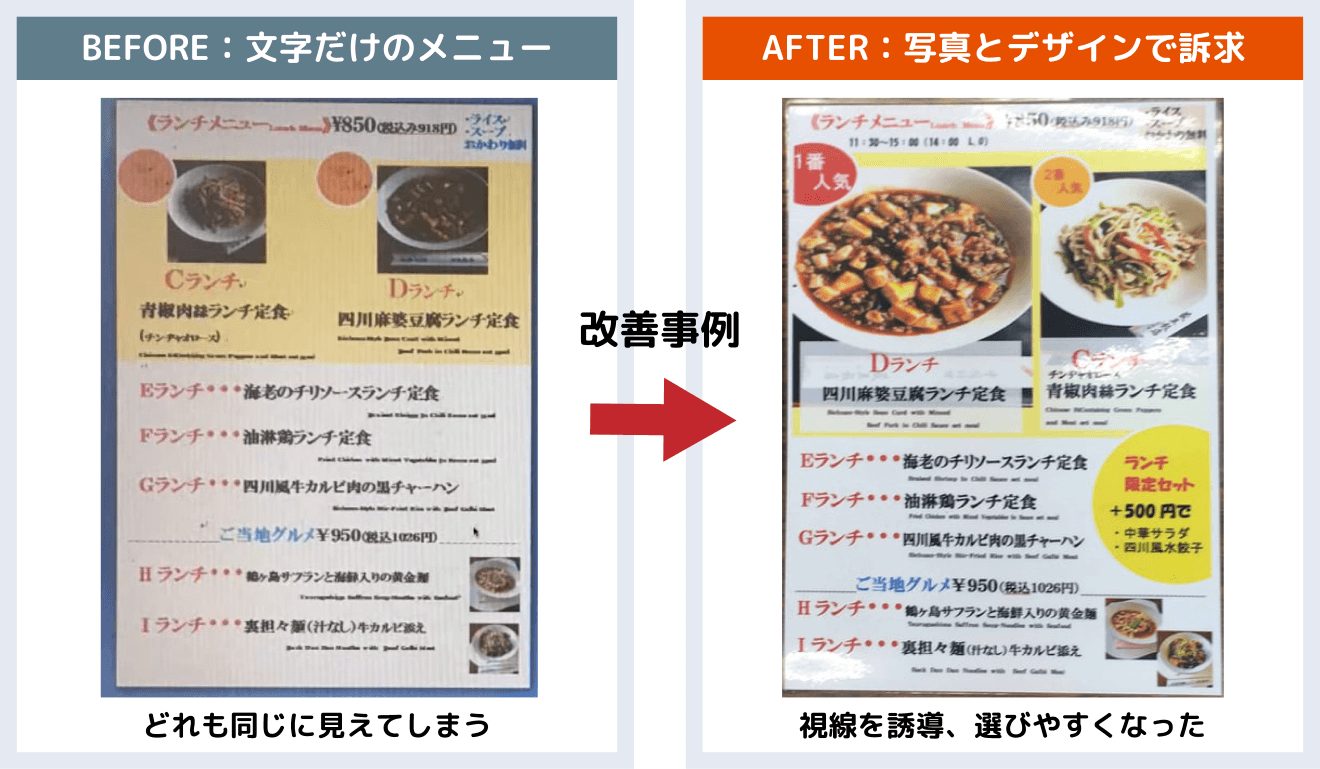 プライスボードの見せ方_メニューの見せ方を変える