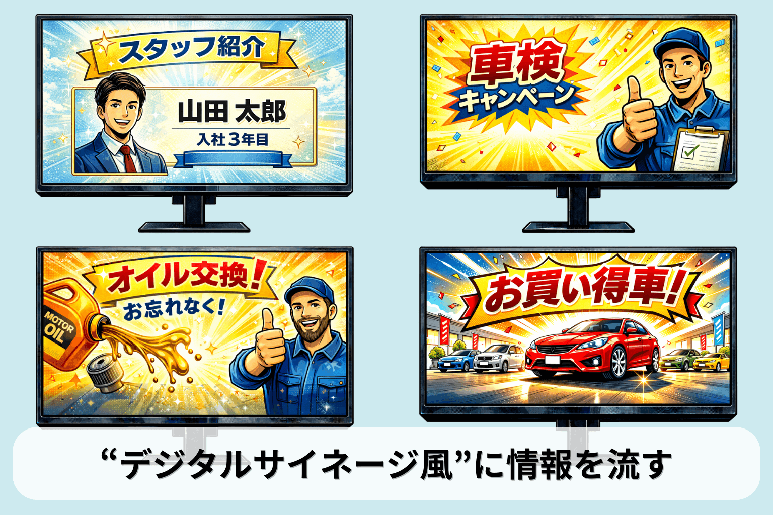 サイネージモニタ―_デジタルサイネージ風に流す